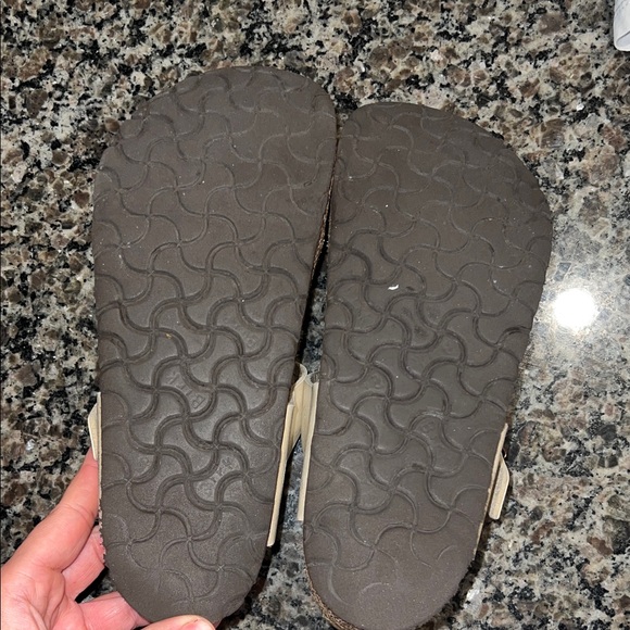 Birkenstock Cream Leather T-Strap Sandals - Picture 4 of 5